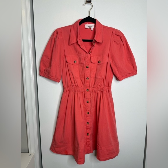 ba&sh - Lincoln Dress - Coral Button-Up mini dress - Picture 3 of 12